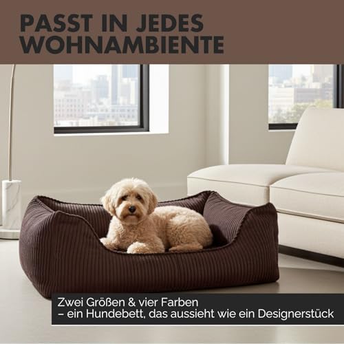PAW WOW Anton Hundebett | Orthopädisches Hundebett | Hundekörbchen für kleine und mittelgroße Hunde (Braun, 85x65cm)