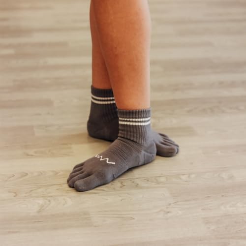 Premium Toe Socks | Mid Crew All Day Performance, Sweat Wicking, Optimal Foot Shape, Gray2