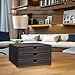 UnionBasic Leather Desktop Drawer Organizer, File Cabinet Magazine Document Holder, Office Supplies Desk Storage Organizer Box, 3 Drawer, Coffee