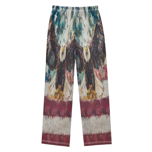 Bald Eagle Rustic American Flag Lounge Pajama Pants Soft PJ Bottoms for Sleepwear Ages 6-14 Years2