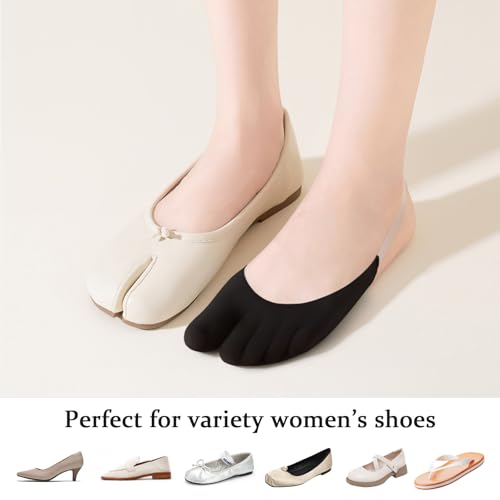 Image of No Show Socks with Invisible Sling Back Womens, 6 Pairs Low Cut Half Toe Topper Socks with Non-Slip Straps for Heels