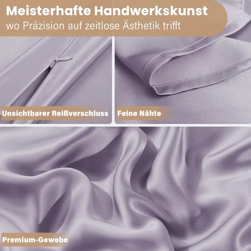 Muama Seidenkissenbezug 40x80 cm Maulbeerseide für Haar & Haut, Flieder – Ansicht 5