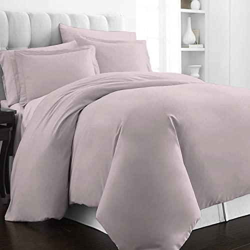 Pizuna Pure Combed Cotton King Duvet Cover 260x220 cm, Lilac Grey, 400 Thread Count Cool Breathable 100% Long Staple Cotton Sateen Weave Quilt Cover with 2 Pillowcases (Lilac Bedding Set)