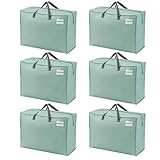 VENO 105 Liter Extra Groß Aufbewahrungstasche mit starke Griffe und Reißverschlüssen für Umzug, Aufbewahrungsboxen, Kleideraufbewahrung, Unterbett Aufbewahrungsbox,Reisetasche (L Hellgrün,6-er Set)