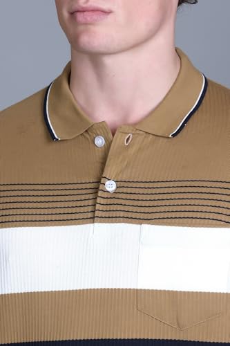 Image of SANE ORIGINALS T-Shirt for Men with Pocket || Textured Striped Polo for Men