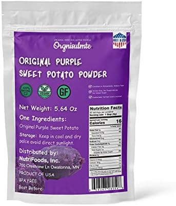 Orgnisulmte Original Purple Sweet Potato Powder 100% Pure Natural Premium Purple Yam Powder for Food Coloring No GMO Vegan Friendly 5.64Oz(160g)