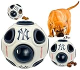 Pets First MLB New York Yankees Baseball Treat Dispensing Toy for Dogs and Cats, Rubber Ball, Interactive Fun Dog/Cat Treat, Natural Rubber Dog/Cat Feeder