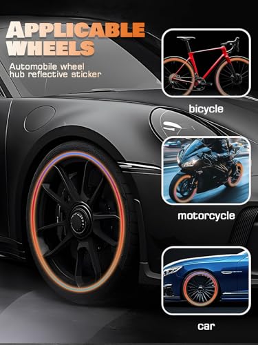 Image of Maicican Rainbow Reflective Stripe Car Wheel Stickers, 20 Pcs - Night Safety Warning, Anti-Scratch, Universal