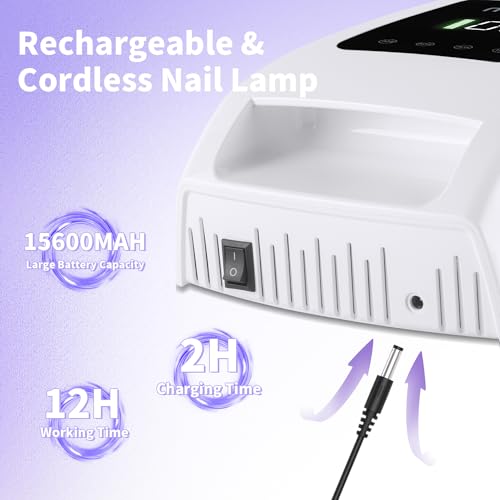 UV-Light-for-Nails96W-Rechargeable-Nail-Lamp-for-Gel-NailsLED-Nail-Lamp-with-4-Timer-Modes