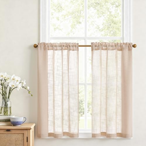 Visillos de cocina para ventanas pequeñas: solución moderna con barra 3