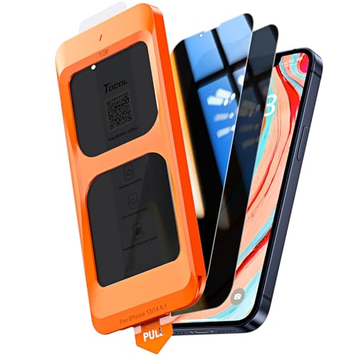TOCOL 2 Pack for iPhone 14 Privacy Screen Protector 6.1-Inch, True 25°Anti Spy, Instant Installation, 16FT Military Grade Shatterproof, Tempered Glass, Case Friendly, HD Coverage Protection