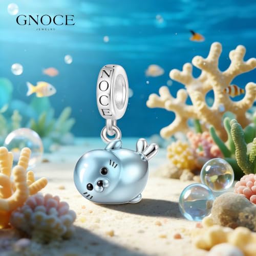 Image of GNOCE Ocean World Cute Animal Charm Beads,925 Sterling Silver Dangle Charms Fit Bracelets & Necklace, Hand-Finished Keepsake Travel Jewelry Gift for Women Men BBF