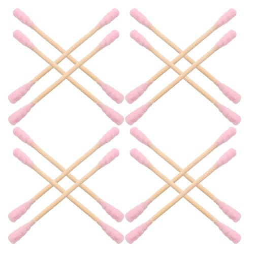 Hisopos de algodón para maquillaje y limpieza facial profunda: bastoncillos rosas con doble punta