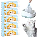 Behogan 100 Stück Katzenklo Müllbeutel, 58 * 35 cm Katzenklo Beutel mit Zugbändern, Selbstreinigende Katzentoilette Mülltüten, Strapazierfähige Katzentoilettenbeutel mit Reißfest Flüssigkeitsdicht