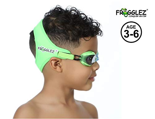 Frogglez Kids Swim Goggles with Pain-Free Strap | Ideal for Ages 3 –