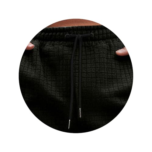 Mens Waffle Sweatpant Casual Stretch Textured Lightweight Loose Fit Workout Trousers Drawstring Athletic Jogger Pants2
