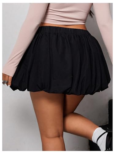 SOLY HUX Women's Plus Size Bubble Mini Skirt Y2k Elastic High Waisted Ruffle A Line Puff Skirt2