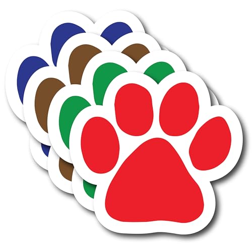 Image of Solid Design Paw Locker Magnet 5 Inch 4 Pack, Dog Lover Gift, Made in USA | Heavy duty magnetic decal for car, truck, SUV or fridge, full color UV printed