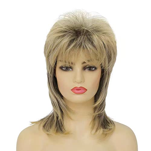 Amnenl Blonde Mullet Wig for Women Short Shaggy Layered Hair