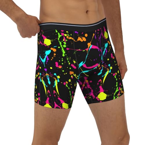 Glow In Dark Splatter Neon Men'S Boxer Briefs Soft Stretch Underwear Fashion Briefs For Men Teens3