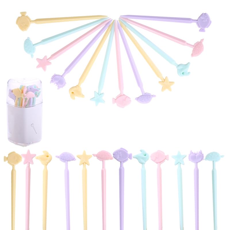 40-Piece Reusable Fruit Stick Set – Cute Cartoon Animal Appetizer Forks for Cake Decor, Party Platters, Food Tasting,Kids'Lunch Box Accessory & Decorative Skewers for Home and Restaurant Use​