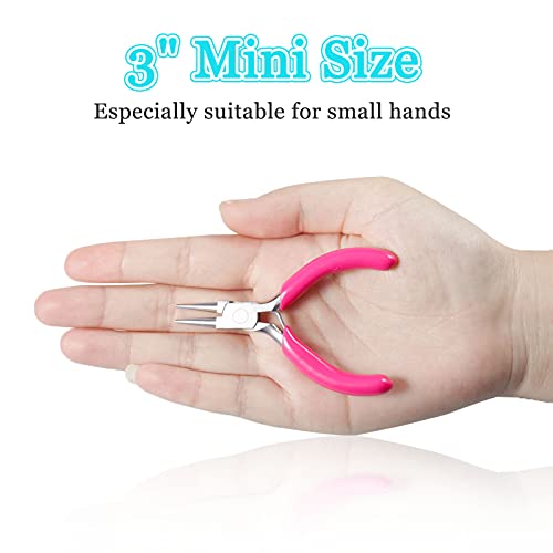 SPEEDWOX Mini-Rundzange, 7,6 cm Drahtschlaufenzange mit pinkem PVC-Griff, Schmuckzange für Perlenstickerei, Schmuckherstellung, Drahtwicklung, Bastelzubehör – Bild 5