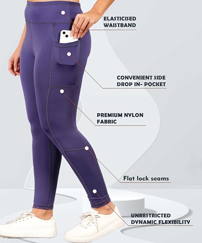 Image of NEVER LOSE Thick High Waist Yoga Pants with Pockets, Tummy Control Workout Running Yoga Leggings for Women