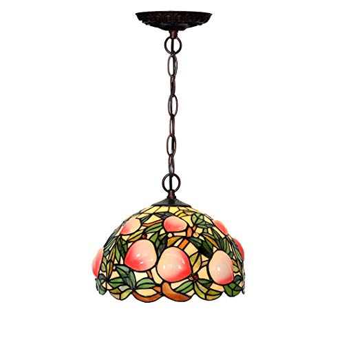 Plafonnier suspendu vitrail vintage de 12 pouces avec abat-jour en verre artistique multicolore
