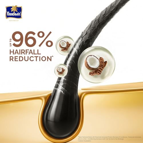 Image of Parachute Advansed Protein Shampoo with Coconut Milk & Shikakai | Up to 96% Hair Fall Reduction & up to 23X Hair Fall Control | Protein Lock Technology | Paraben free | For Men & Women | 1.2L