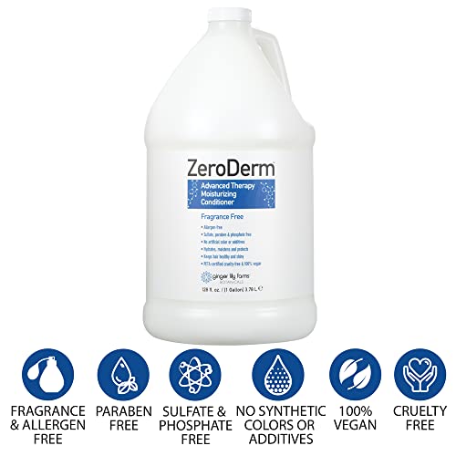 Ginger Lily Farms Botanicals Zeroderm Advanced Therapy Moisturizing Conditioner For All Hair Types, 100% Vegan, Cruelty And Fragrance Free, 1 Gallon Refill, White, Unscented, 128 Fl Oz #TOP2