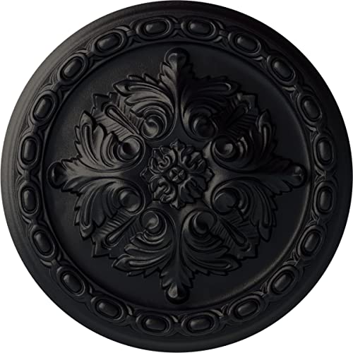 11 3/8"OD x 2"P Acanthus Ceiling Medallion, Hand-Painted Steel Gray
