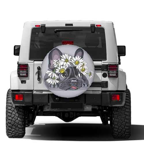 Image of Delerain Spare Tire Cover French Bulldog Wheel Covers Sun Protection Waterproof for Jeep Truck RV Trailer SUV and Many Vehicle (14 Inch for Diameter 23 inch-27 inch)