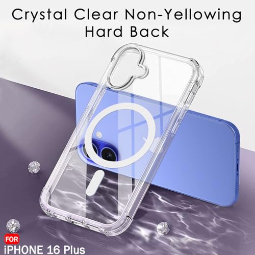 Image of TheGiftKart Shockproof Ultra-Hybrid Back Cover Case for iPhone 16 Plus Compatible with MagSafe | 360 Protection | Crystal Clear Hard Back Cover Case for iPhone 16 Plus (PC & TPU, Transparent Bumper)