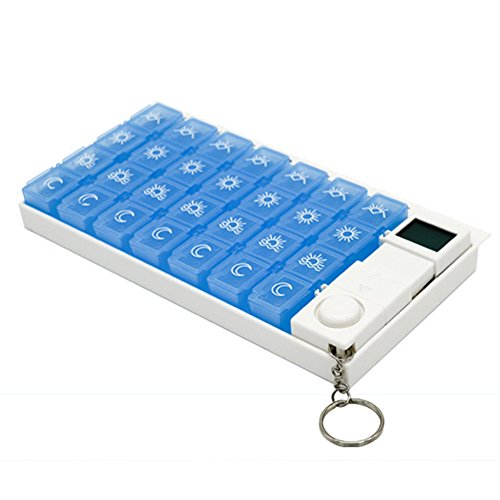 gossipboy desmontable portátil 7 Día 28 ranura calendario semanal electrónica píldora caso alarma temporizador recordatorio de medicina caja de almacenamiento organizador