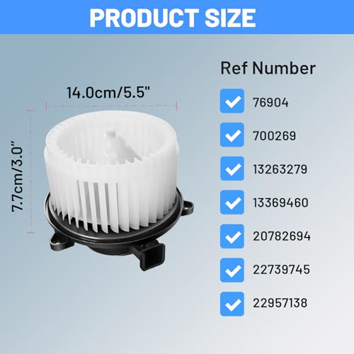Image of HVAC Heater Blower Motor - Compatible with Chevy & Buick - Cruze 2010-2015, Malibu 2013-2015, Lacrosse 2010-2016, Regal 2011-2017, Replace# 76904
