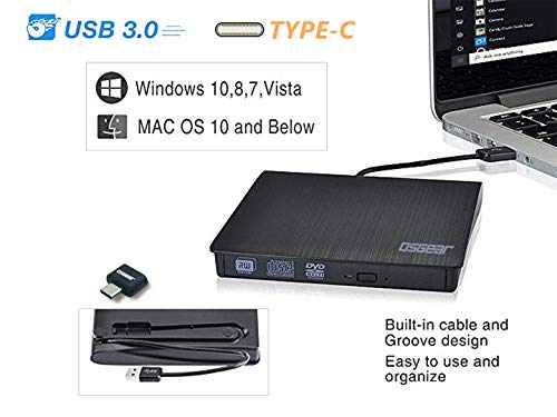 Osgear Usb 3.0 Type C Slim External 3D 6X Blu-Ray Bd Cd Dvd Rw Rom 50Gb 100Gb Disc Writer Burner Drive Windows Mac Laptop Desktop Pc Tray Loading Portable Enclosure Housing Box Copy Duplicate #TOP5