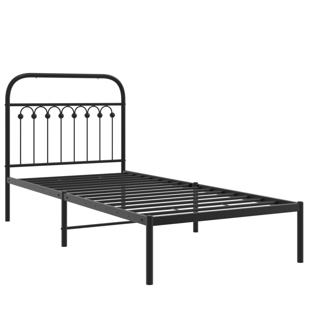 vidaXL Estructura de Cama con cabecero Metal Negro 90x190 cm, armazón de Cama, Cama, Muebles de Dormitorio, Marco de Cama, Cama Individual