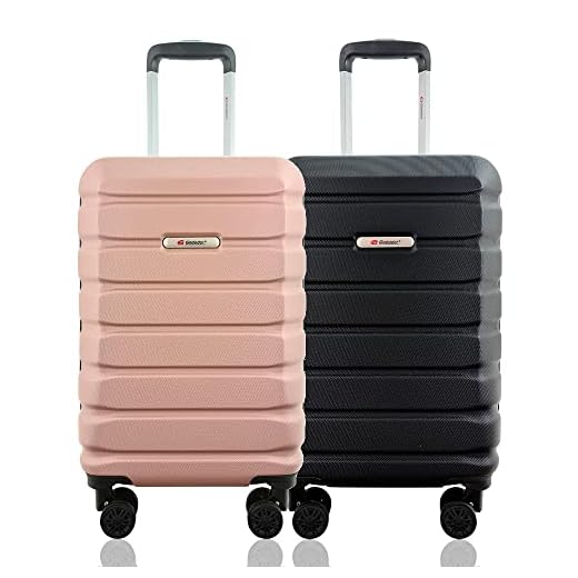 Kit Duas Malas De Bordo Rígidas 360º - Gladiador B3 (Preto e Rose Gold)