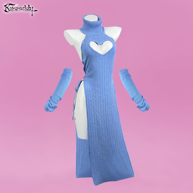 KORURACLUB Love Cheongsam costume White/Black premium sweater cosplay lingerie Love Cheongsam succubus lingerie: Blue XS/M