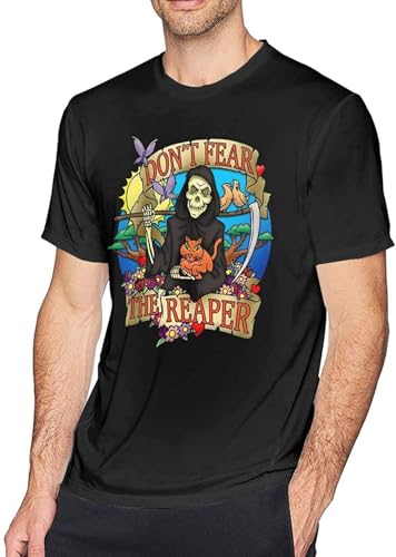 Don't Fear The Reaper Men T-Shirt Short Sleeve Casual Crew Neck Summer Tee Tops Shirts Black Manches Courtes(Large)