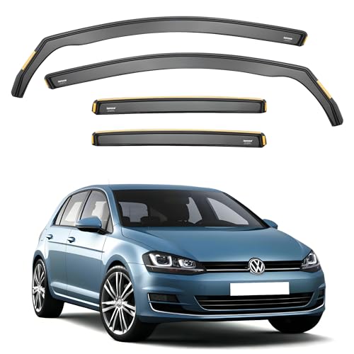 ISPEED Wind Deflectors For Volkswagen VW Golf MK7 2012-2020 5 Door Hatchback 4pc Set - Keep Your Car Ventilated in Rain - Reduce Wind Turbulence - Tinted In-Channel
