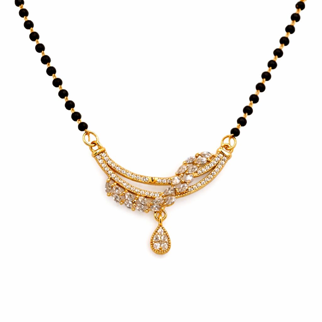 Classic Black Bead 18 INCH Mangalsutra with Designer AD Pendant | Stylish & Lightweight Jewelry for Women-image-25