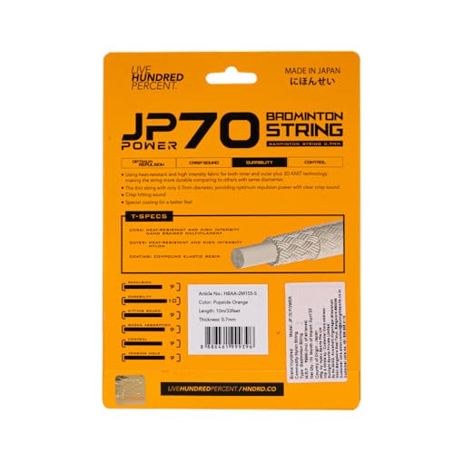 Image of Hundred JP 70 Power Badminton String | 0.70 mm High Repulsion & Power | Superior Durability & Tension Hold | Crisp Hitting Sound | Pro-Level Performance