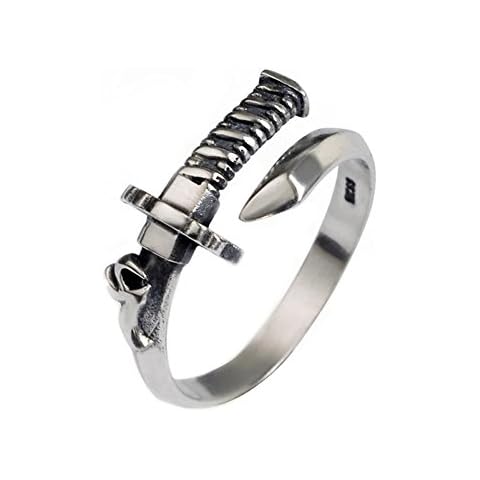 Helen de Lete Original Men's Vintage Sword 925 Sterling Silver Adjustable Hug Ring Cover