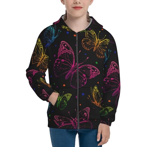 Butterfly Kid Hoodies Boys Zip Up Sweatshirts Girls Pullover with Pocket3
