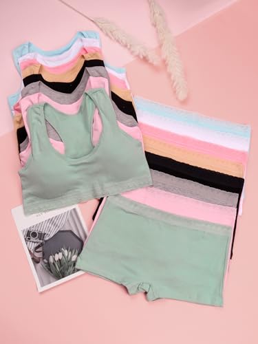 Girls' Cotton Underwear Set, Soft Cami Bralette & Panty Set, Training Bra & Hipster Briefs for 14-18Years2