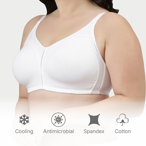 Image of Enamor AB75 M Frame No Bounce Full Support Cotton Bra for Women - Non-Padded Non-Wired & Full Coverage with Cooling Technology | Available in Solid Colours