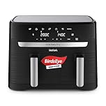 Tefal Easy Fry Dual Zone Digital Air Fryer, 2 Drawers, 8.3L, 8in1, Air Fry, Extra Crisp, Roast, Bake, Reheat, Dehydrate, 6 Portions, Non-Stick, Dishwasher Safe Baskets, Black & Metal EY901840