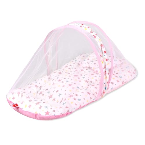 Image of VParents Joy Pink Cotton Bedding Set & Mosquito Net