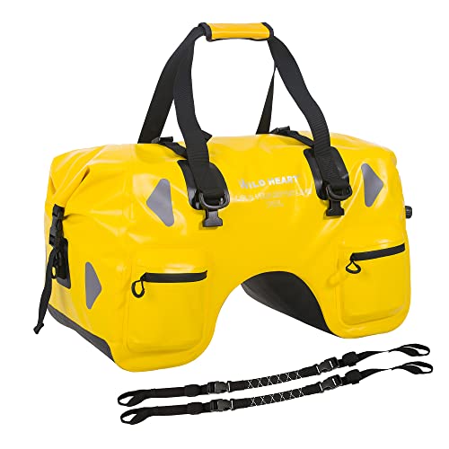 WILD HEART Dry Motorcycle Tail Bag 70L with Rope Straps and Inner Pocket Waterproof PVC 500D for Travel,Motorcycle and so on (Yellow)